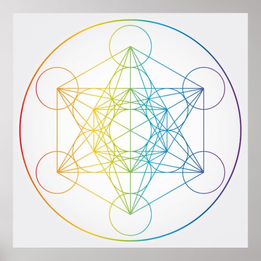 Poster Illustration du cube de Metatron Couleurs arc-en-c (Devant)