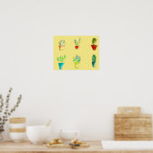 Poster Illustration du désert de cactus mignons (Cuisine)