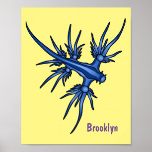 Poster Illustration du dragon bleu des limaces de mer