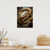 Poster Illustration du dragon oriental jaune et blanc Imp (Cuisine)