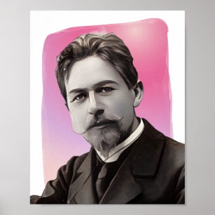 Poster Illustration du dramaturge russe Anton Chekhov