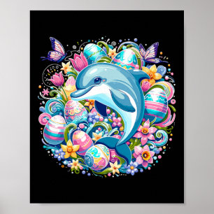 Poster Illustration Du Festif De Pâques Avec Un Dauphin D
