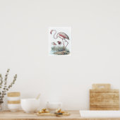 Poster Illustration du Flamant rose vintage (Cuisine)