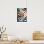 Poster Illustration du front de mer de Charleston Carolin (Cuisine)