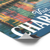 Poster Illustration du front de mer de Charleston en Caro (Coin)