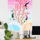 Poster Illustration du jardin de corail des sirènes (Bureau à domicile)