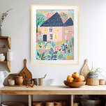 Poster Illustration du jardin de la maison de couleur dou<br><div class="desc">Joli dessin coloré d'une maison et d'un immense jardin. Sélectionnez la taille de l'impression à l'aide du menu déroulant ci-dessus, et vous pouvez cliquer sur le bouton "modifier la conception" pour customiser l'illustration pour qu'elle s'adapte à n'importe quelle taille de papier. Achetez une simple affiche ou une version entièrement encadrée...</div>