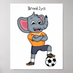 Poster Illustration du joueur de football éléphant