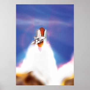Poster Illustration du lancement de la navette spatiale
