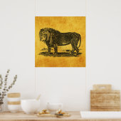 Poster Illustration du lion vintage - Animal africain des (Cuisine)