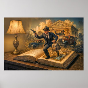 Poster Illustration du livre de gangsters des années 1920