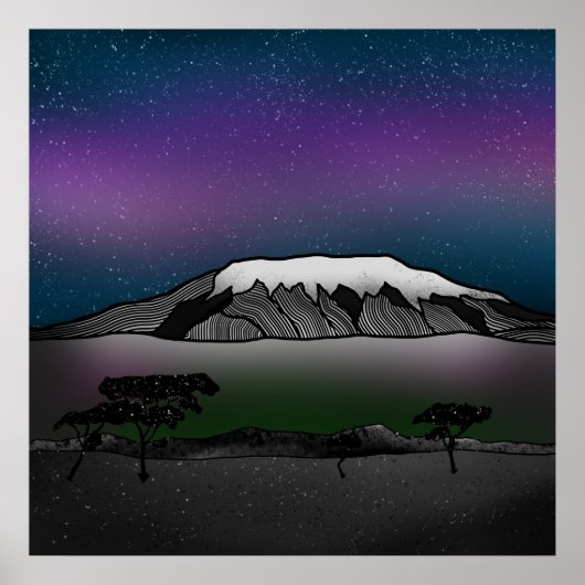 Poster Illustration du mont Kilimandjaro (Devant)