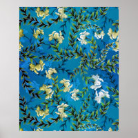 Illustration du motif Floral bleu vintage