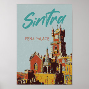 Poster Illustration du Palais Sintra Pena Portugal vintag