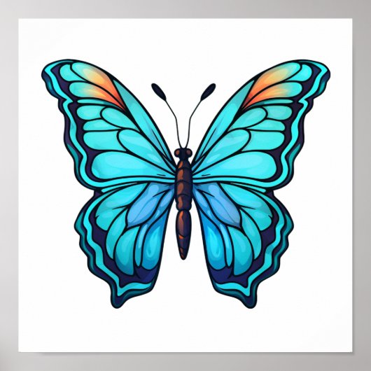 Poster Illustration du papillon de dessin (Devant)