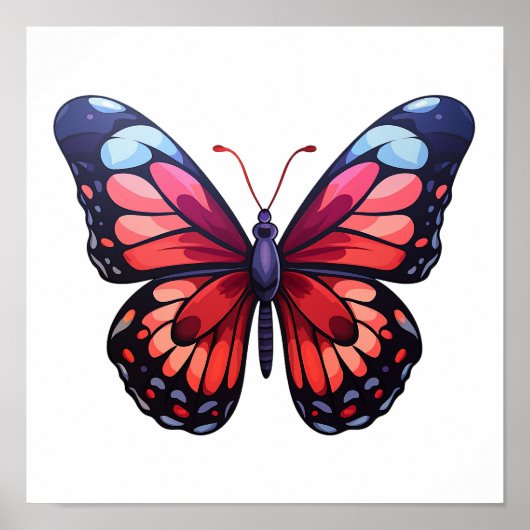 Poster Illustration du papillon de dessin (Devant)