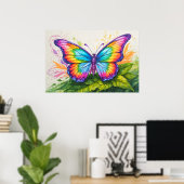Poster Illustration du papillon de repos rétro (Bureau à domicile)