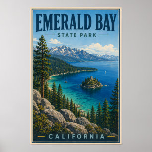 Poster Illustration du parc d'État d'Emerald Bay en Calif