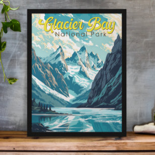 Poster Illustration du parc national de Glacier Bay Retro