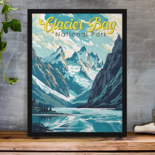 Poster Illustration du parc national de Glacier Bay Retro