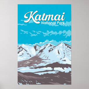 Poster Illustration du parc national de Katmai, art de vo