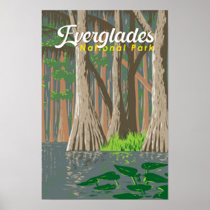 Poster Illustration du parc national des Everglades Art d
