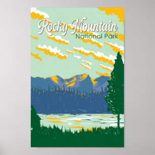 Poster Illustration du Parc national des Rocheuses