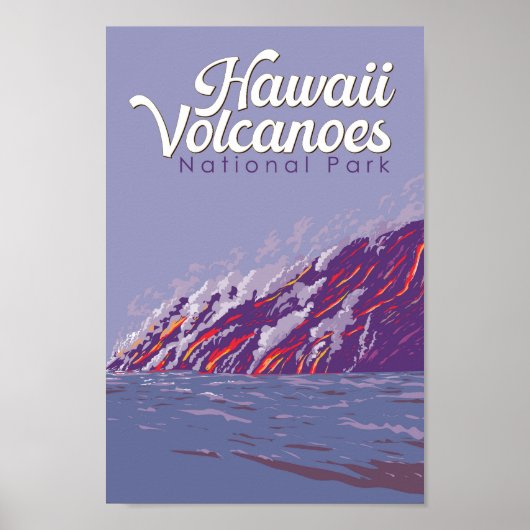 Poster Illustration du parc national des volcans d'Hawaii (Devant)