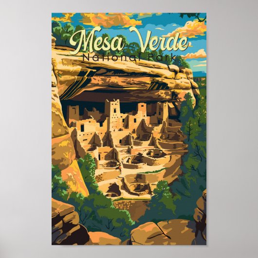 Poster Illustration du parc national Mesa Verde Travel Ar (Devant)