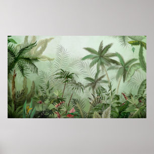 Poster Illustration du paysage botanique vintage tropical