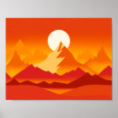 Poster Illustration du paysage de Sunset Mountain Peaks (Devant)