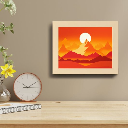 Poster Illustration du paysage de Sunset Mountain Peaks
