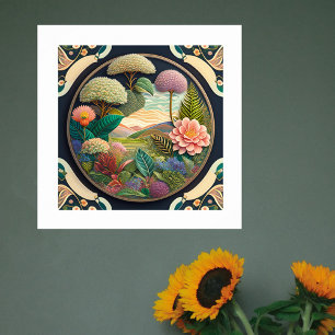 Poster Illustration du paysage floral moderne