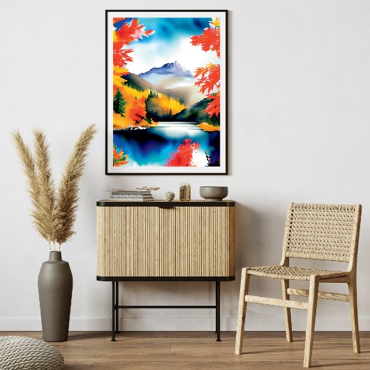 Poster Illustration du paysage montagnard