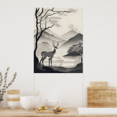 Poster Illustration du paysage noir et blanc AI Générique (Cuisine)