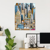 Poster Illustration du paysage urbain de New York (Bureau à domicile)