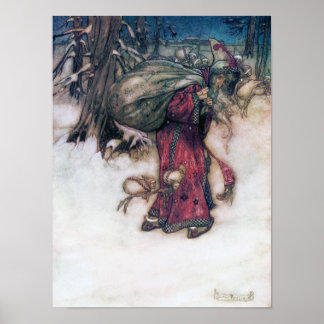 Poster Illustration du père Noël Arthur Rackham