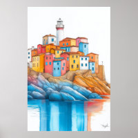 Illustration du phare de la mer Dessin Pastel