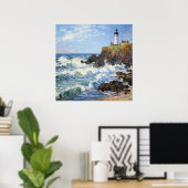 Poster Illustration Du Phare Impressionniste En Terre Côt (Bureau à domicile)