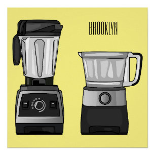 Poster Illustration du processeur et du mixeur alimentair