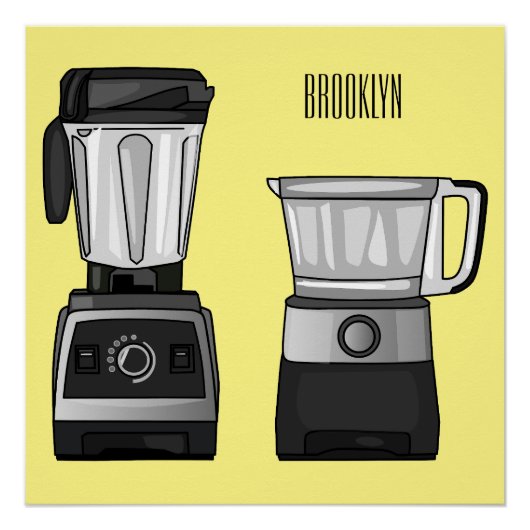 Poster Illustration du processeur et du mixeur alimentair (Devant)