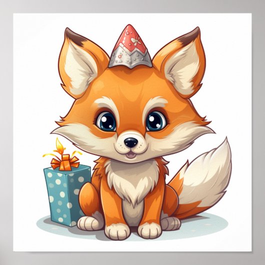 Poster Illustration du renard de dessin (Devant)