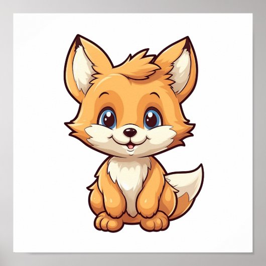 Poster Illustration du renard de dessin (Devant)