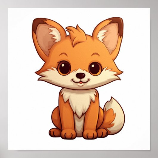 Poster Illustration du renard de dessin (Devant)