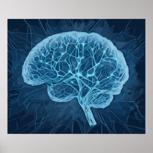 Poster Illustration du réseau cérébral - Réseau neuronal