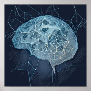 Poster Illustration du réseau cérébral - Réseau neuronal