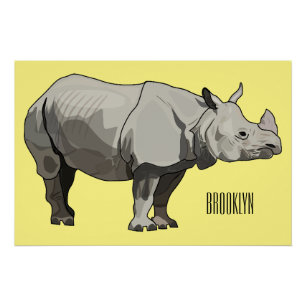 Poster Illustration du rhinocéros de Javan