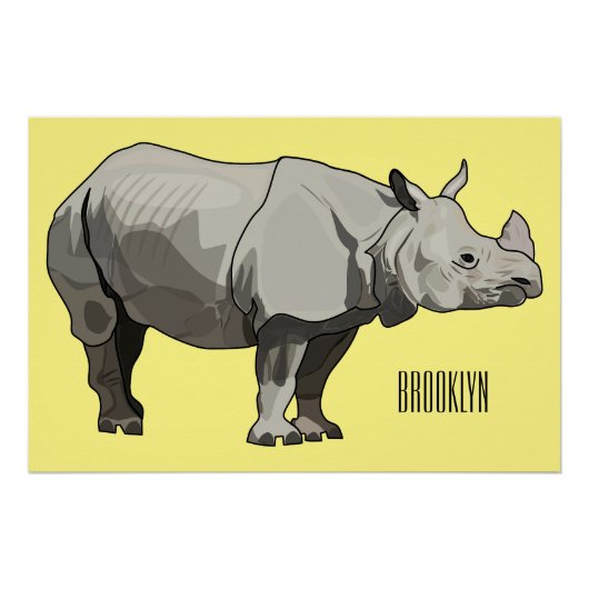 Poster Illustration du rhinocéros de Javan (Devant)