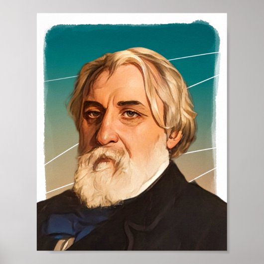 Poster Illustration du romancier russe Ivan Turgenev (Devant)