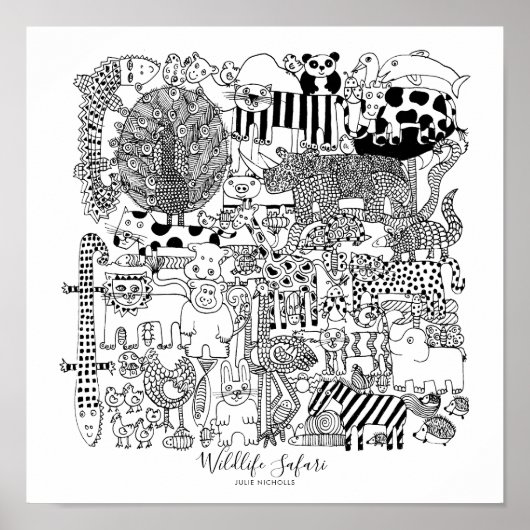 Poster Illustration du Safari animalier (Devant)